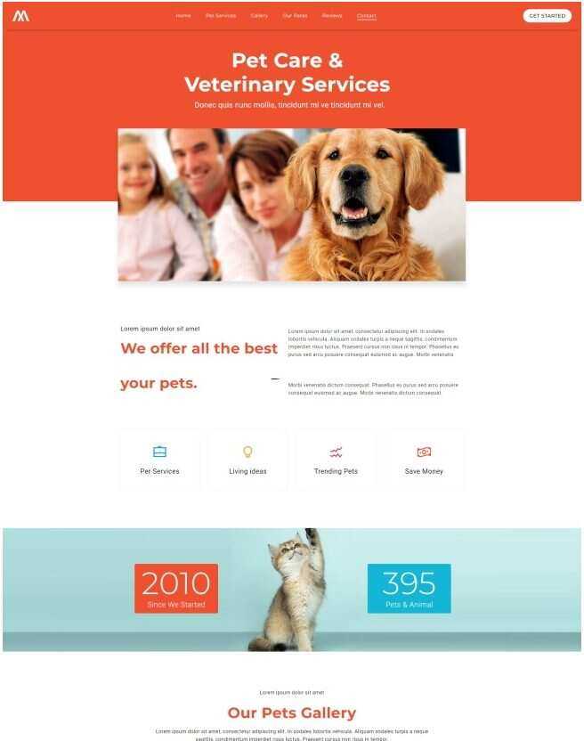 宠物护理服务机构网站html模板 - 觅资源
