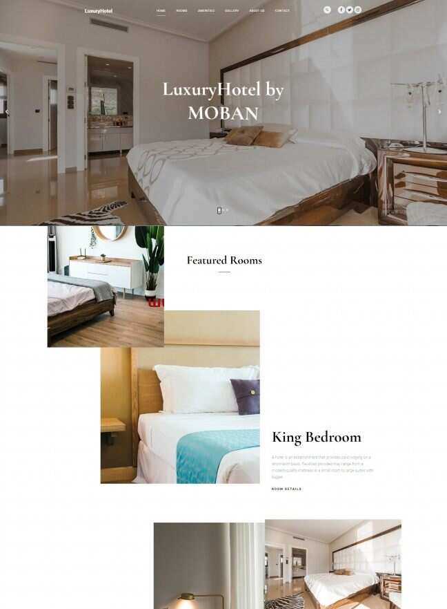 极简风酒店预定服务网站html模板 - 觅资源
