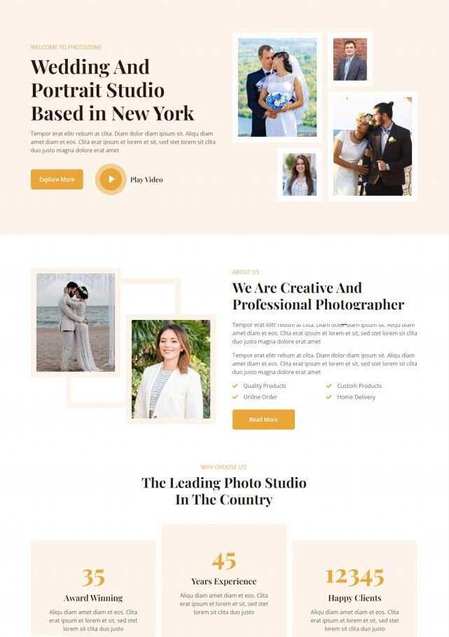 婚纱摄影工作室HTML5网站模板 - 觅资源