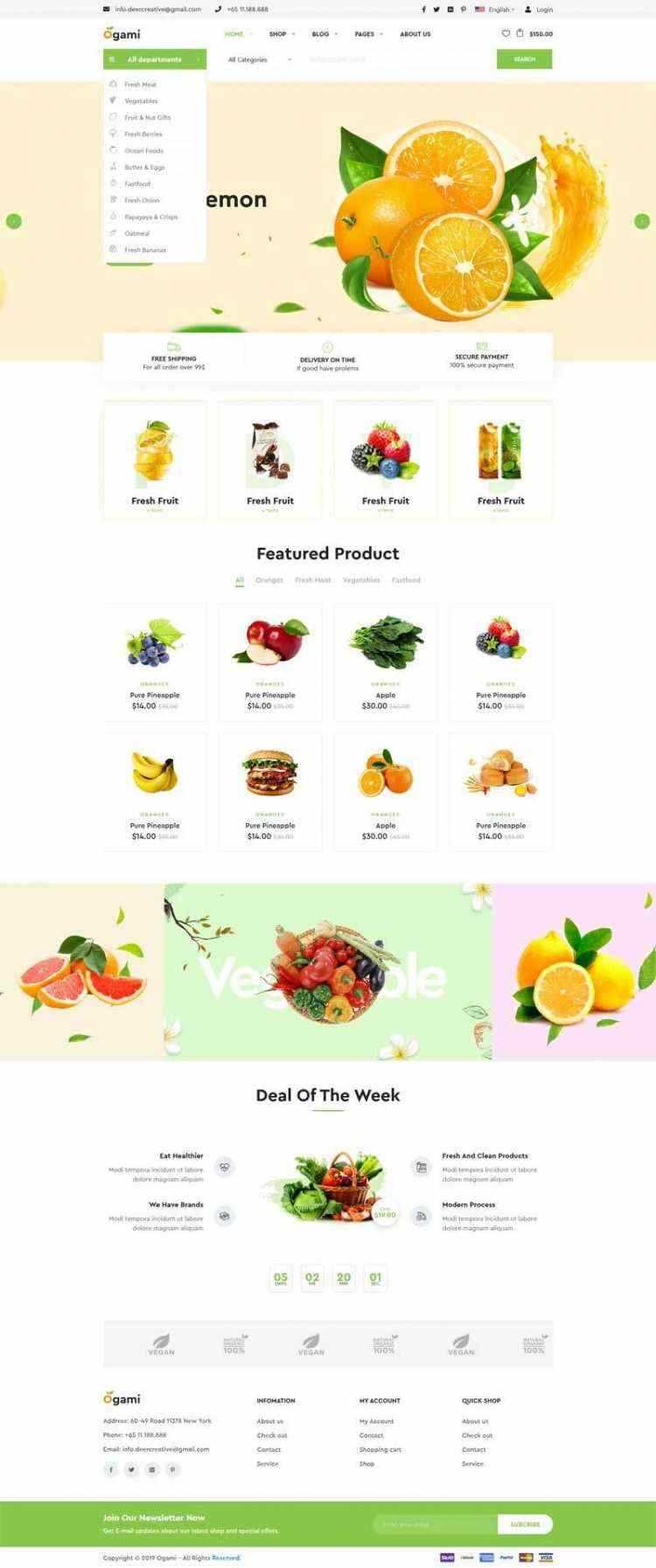 多用途的响应式食品商城网站 - 觅资源