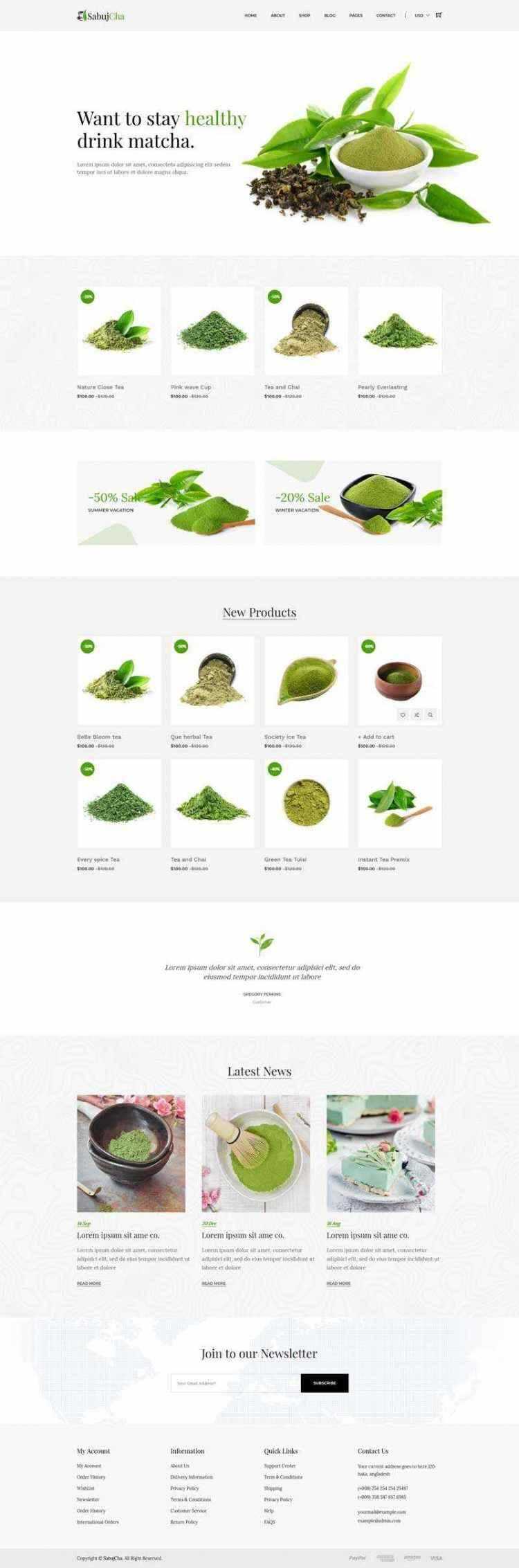 绿色bootstrap响应式茶叶抹茶在线电子商城 - 觅资源