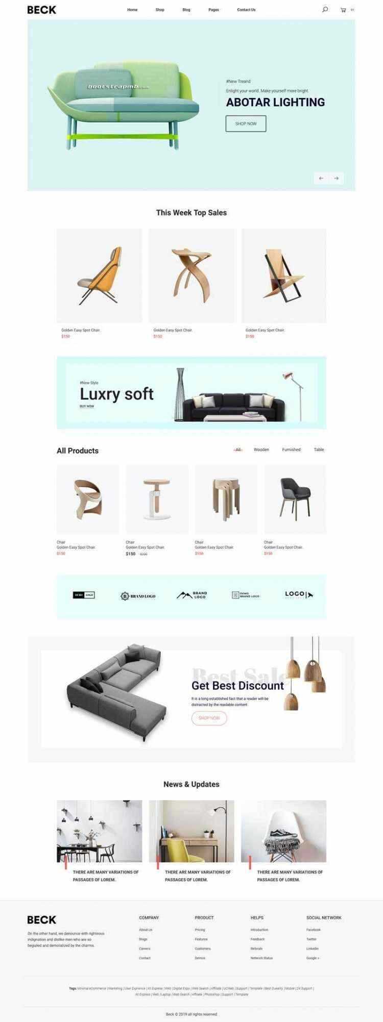 Bootstrap响应式小清新电商家具家居装饰商城 - 觅资源