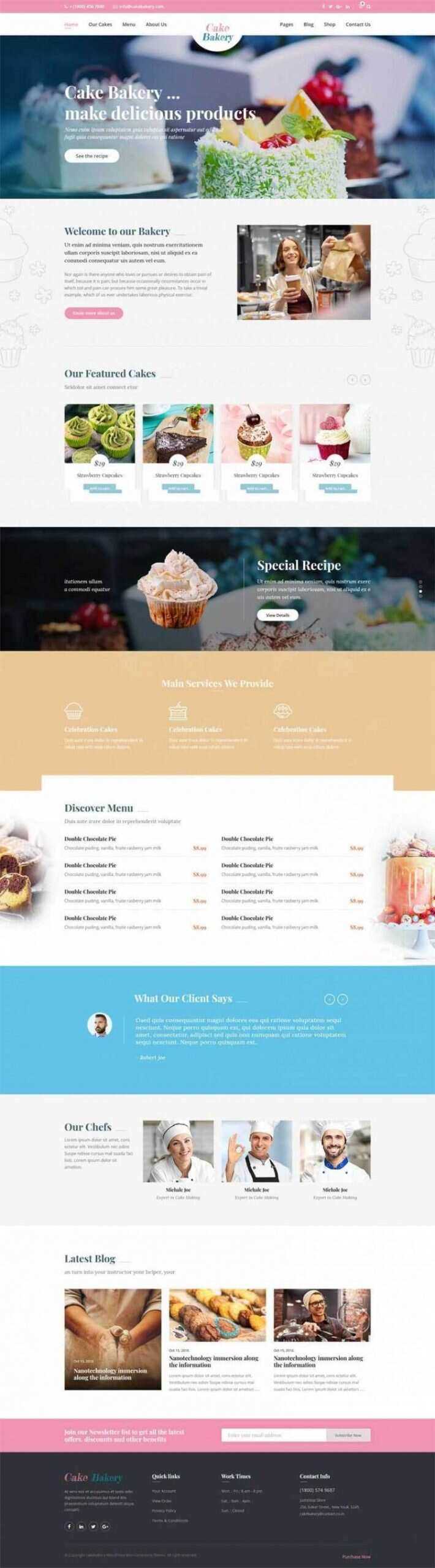 粉色卡通响应式蛋糕面包店外卖预订设计师类网站 - 觅资源
