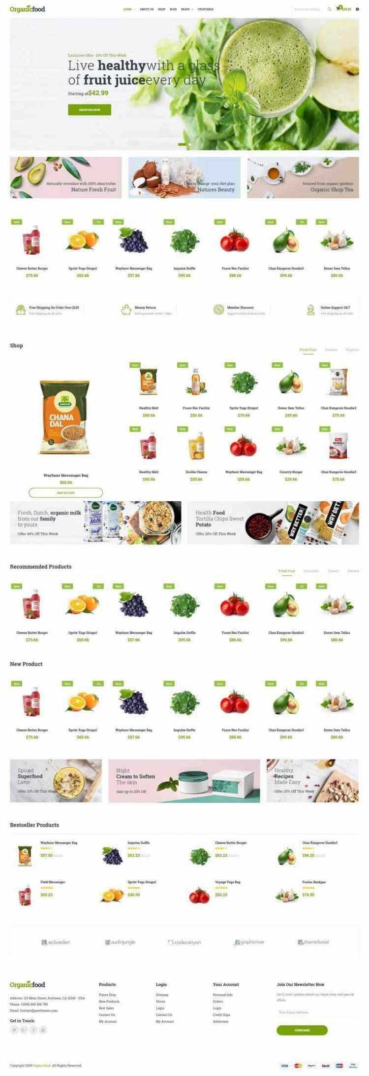 绿色Bootstrap4响应式食品蔬菜水果外卖预订商城网站 - 觅资源