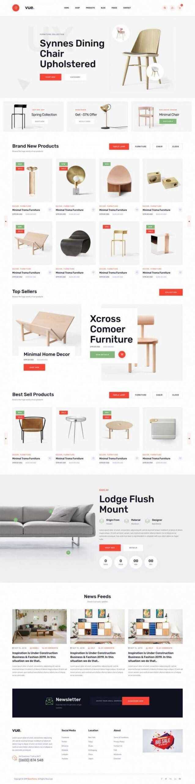 简洁大气响应式时尚多用途的家具电商 - 觅资源