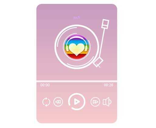 网页粉色渐变音乐播放器效果html源码 - 觅资源