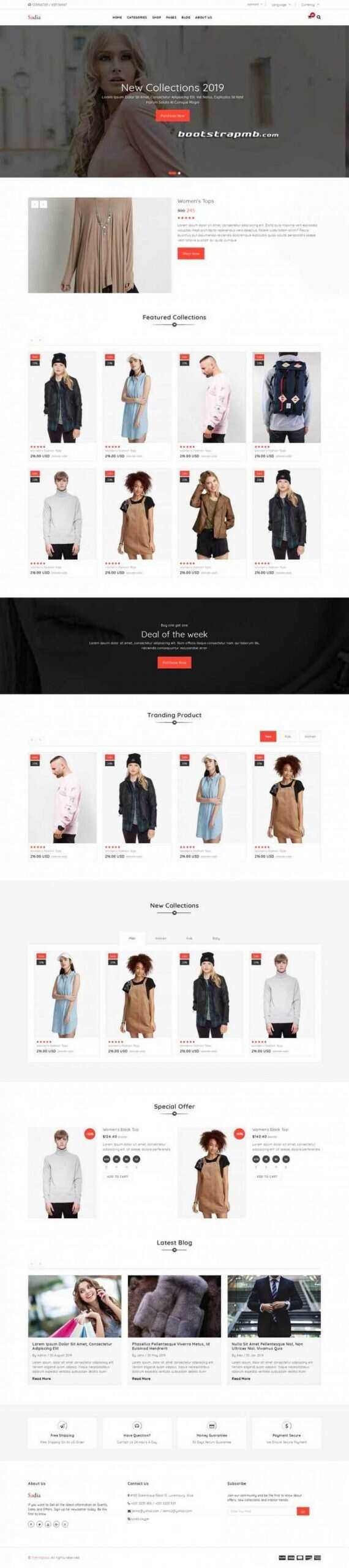 Bootstrap响应式英文服装商城 - 觅资源