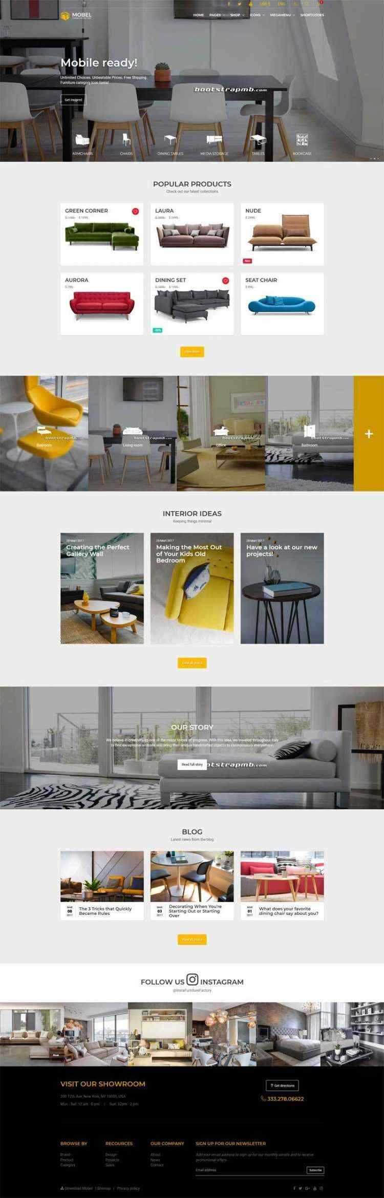 Bootstrap响应式在线家具商城电商网站 - 觅资源