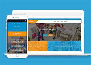 蓝色宽屏保洁类公司网站模板 - 觅资源