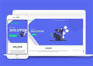 蓝色宽屏手机业务网站模板下载 - 觅资源