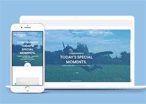 蓝色单人旅行拍照网站模板源码 - 觅资源