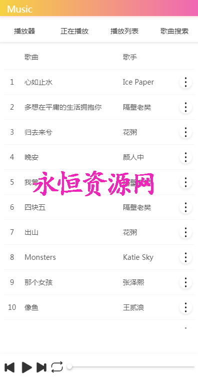 美化版音乐网站源码 - 觅资源