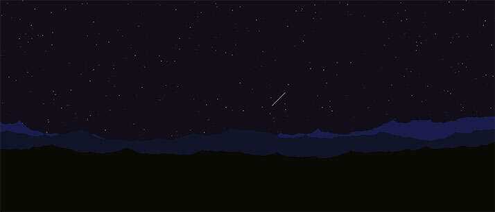 html5 canvas山顶夜空流星划过背景动画特效 - 觅资源