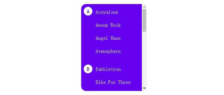 js+css3侧边栏滚动显示首字母索引特效 - 觅资源