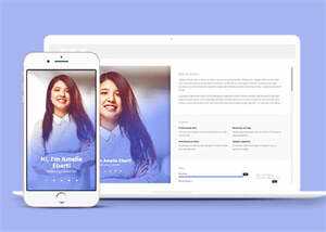 响应式蓝色个人简介类网站模板 - 觅资源