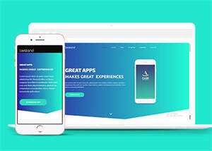蓝色手机app单页HTML5模板下载 - 觅资源