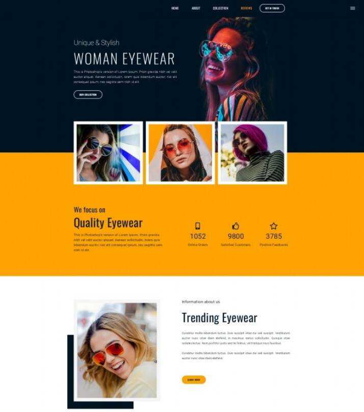 时尚女士墨镜品牌宣传网站html模板 - 觅资源