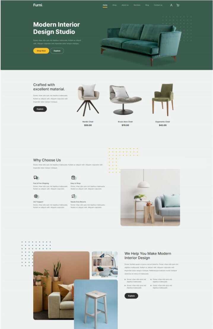 现代室内设计工作室网站html模板 - 觅资源