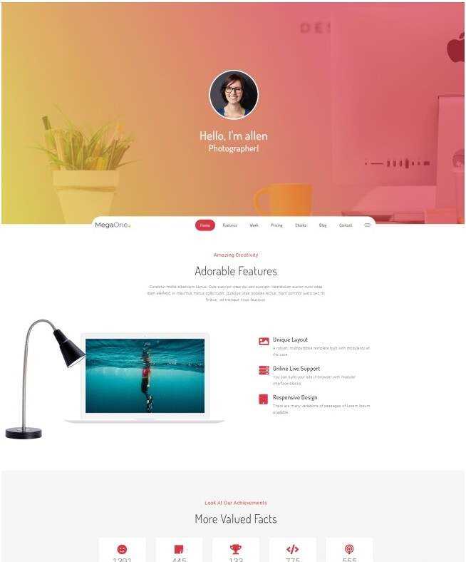 响应式个人简历作品展示网页模板 - 觅资源