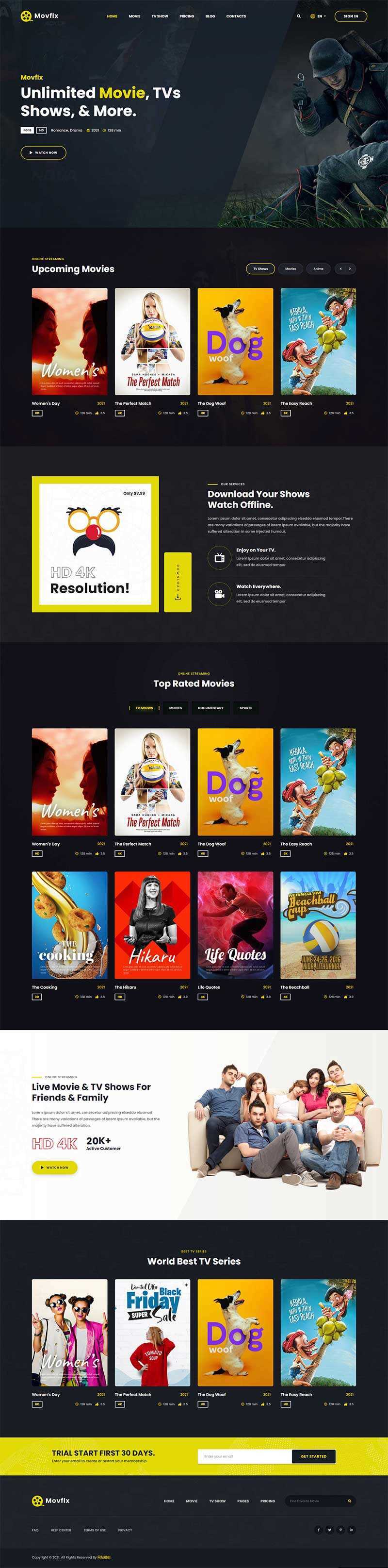 响应式在线影院视频平台HTML5模板 - 觅资源