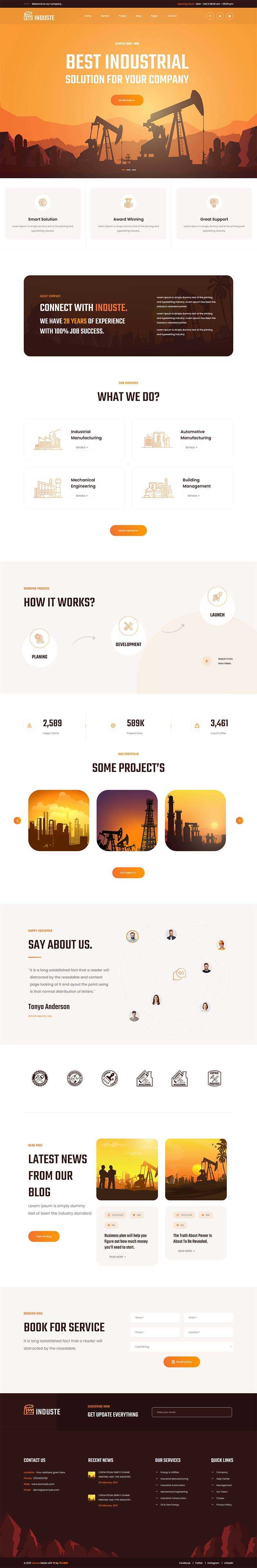 Bootstrap橙色多用途的工业生产企业网站html模板 - 觅资源