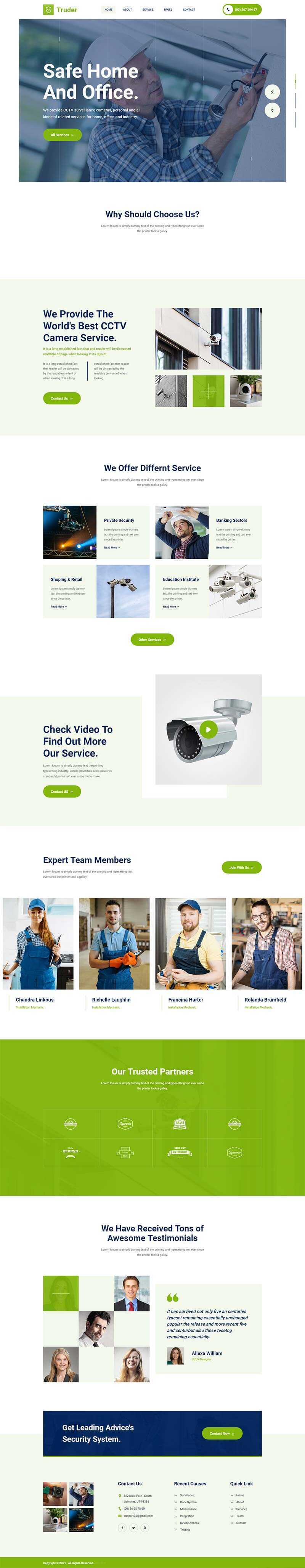 绿色风格视频监控安装安防公司网页模板 - 觅资源