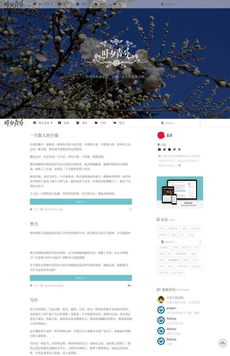 wordpress极简优秀的博客主题–ErlSimpleV1.5主题 - 觅资源