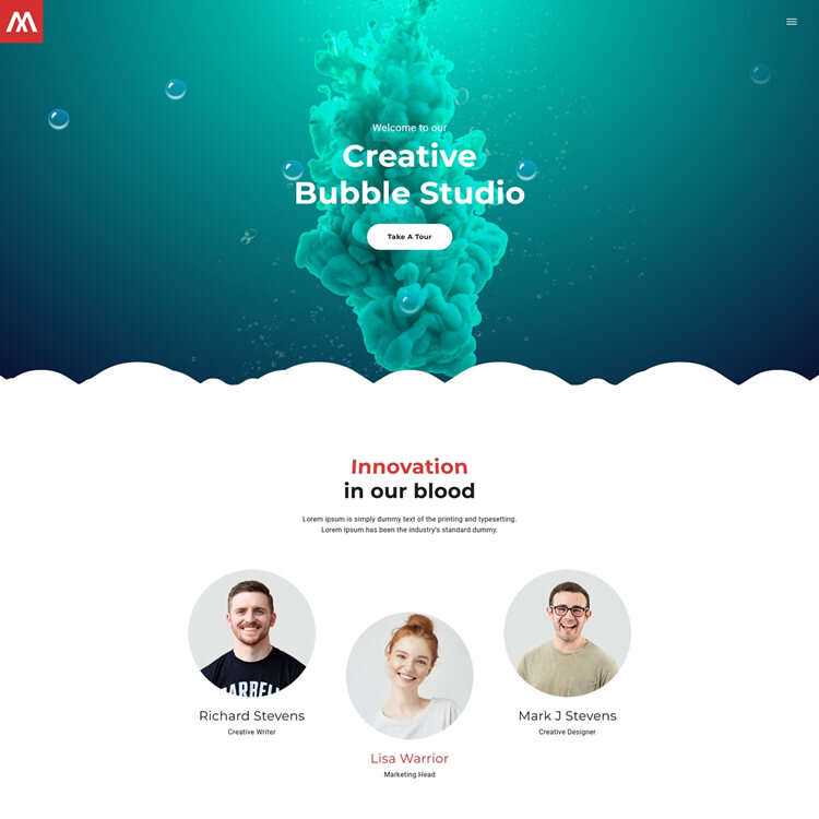 个性创意泡泡工作室html5模板 - 觅资源