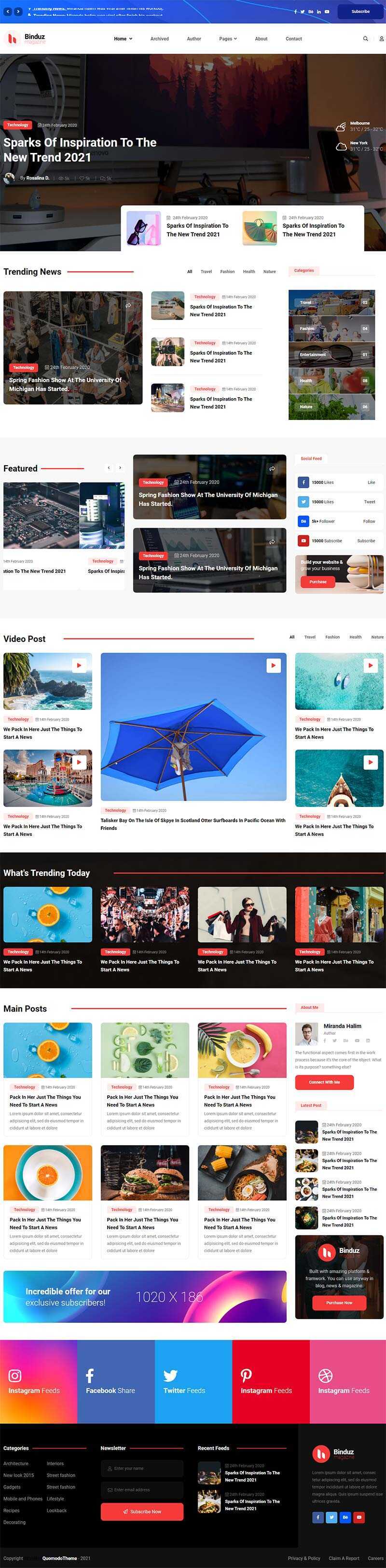 多用途响应式的行业资讯博客网页html模板 - 觅资源