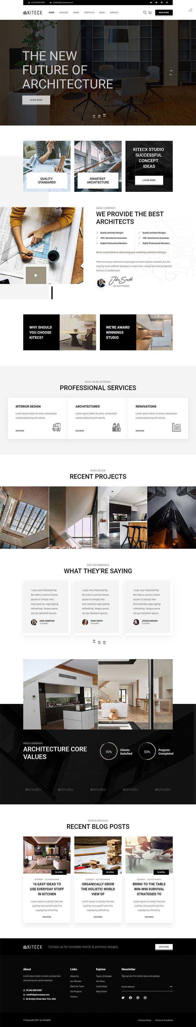 黑色响应式室内建筑行业HTML模板 - 觅资源