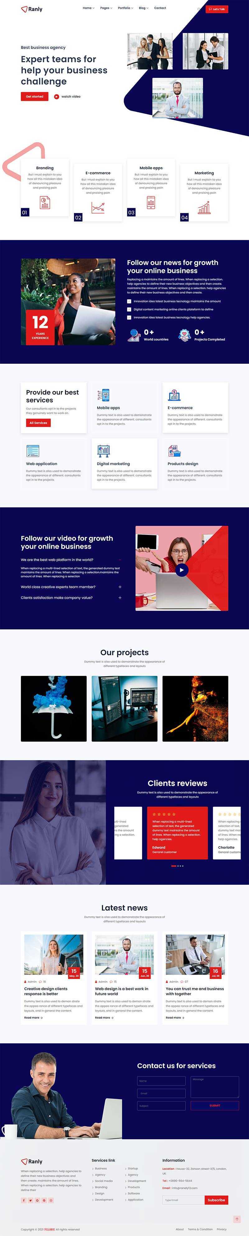 Bootstrap多用途的商业服务公司网站HTML模板 - 觅资源