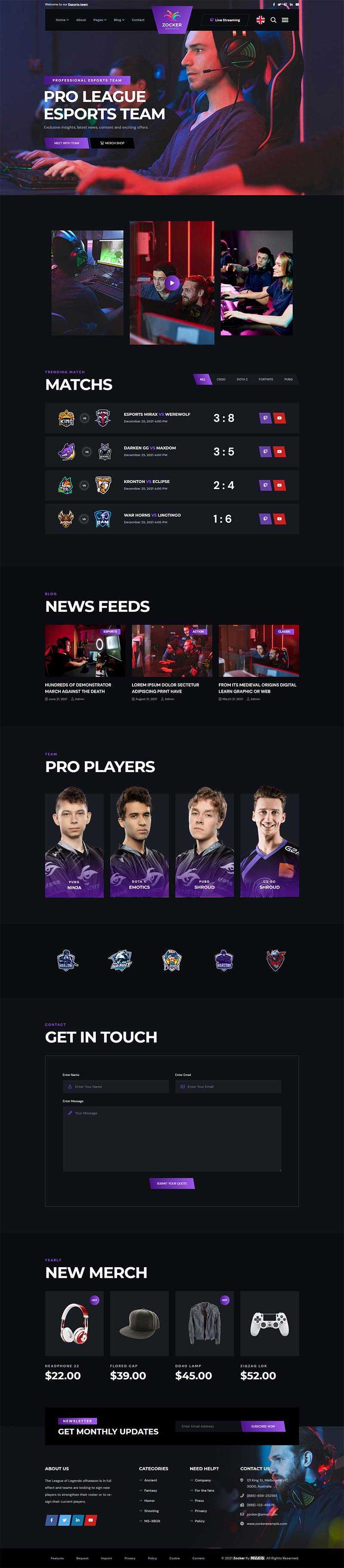 黑色响应式电子竞技游戏官网HTML模板 - 觅资源