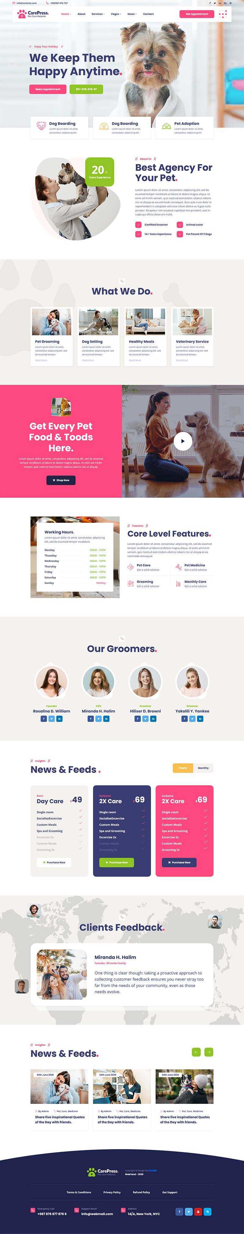 宠物护理医院兽医店铺官网HTML5模板 - 觅资源