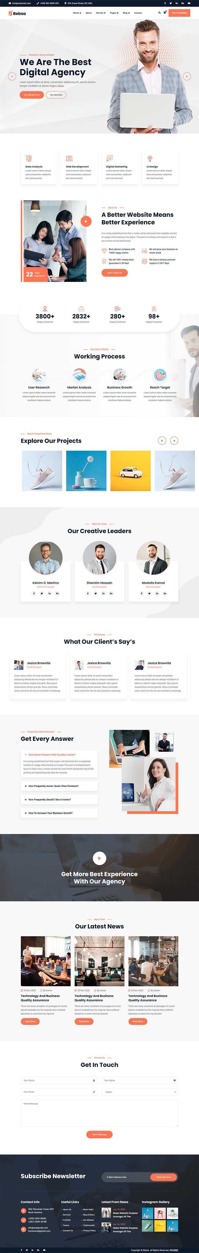 bootstrap4多用途的咨询公司业务展示html模板 - 觅资源