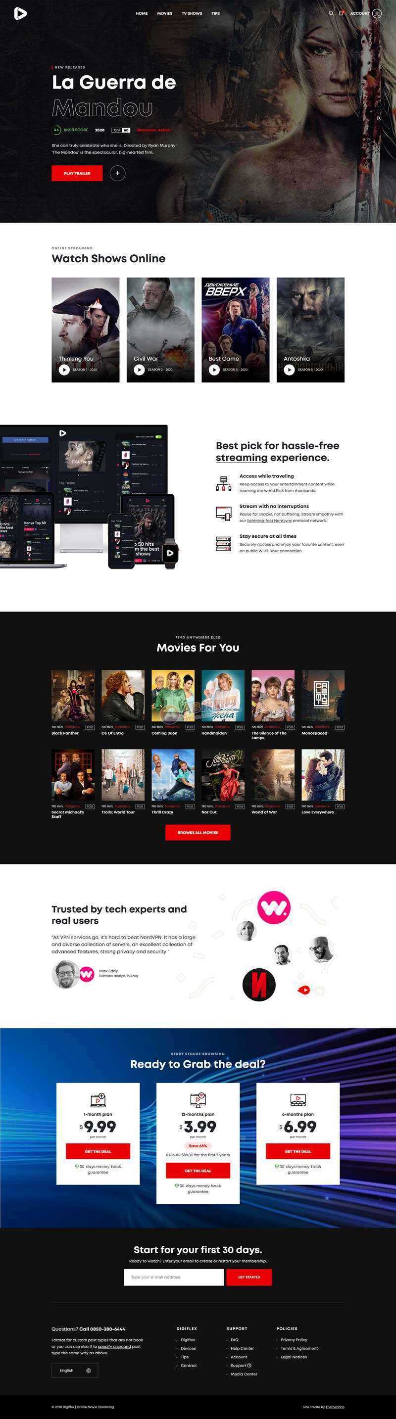 Bootstrap在线3D高清影院视频网页模板 - 觅资源