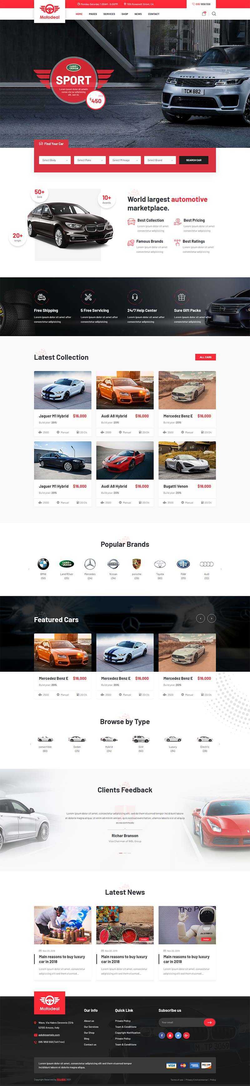 红色大气的汽车销售交易平台网页html模板 - 觅资源