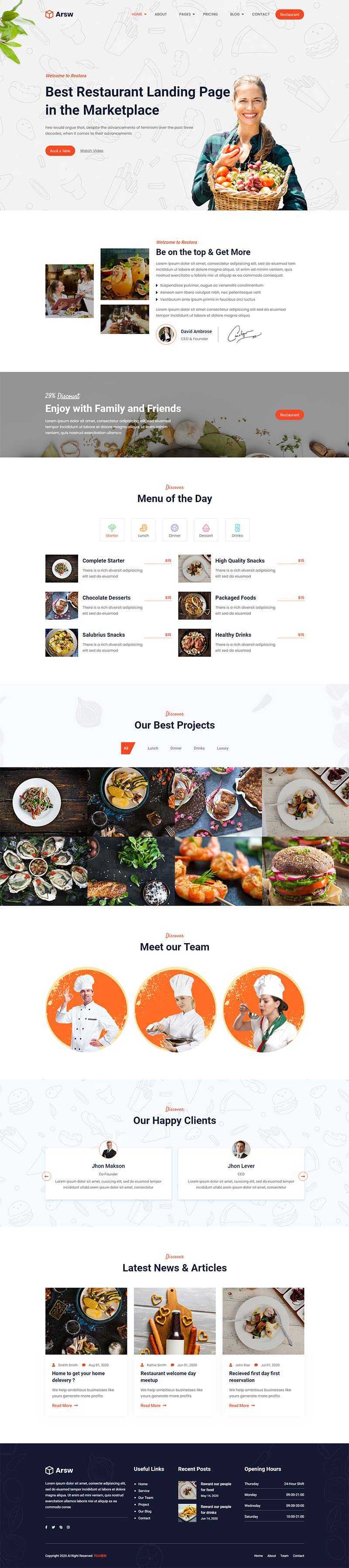 响应式甜品美食餐厅，快餐店网站HTML模板 - 觅资源
