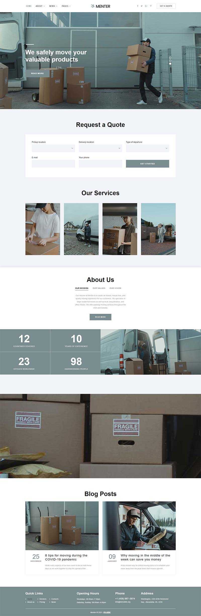 bootstrap响应式搬家快递公司网站html5模板 - 觅资源