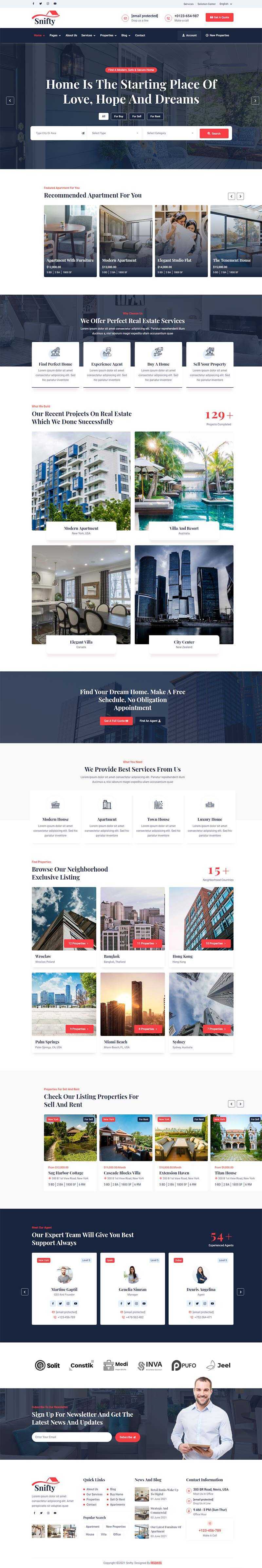 bootstrap5深蓝色房地产信息资讯平台HTML5模板 - 觅资源
