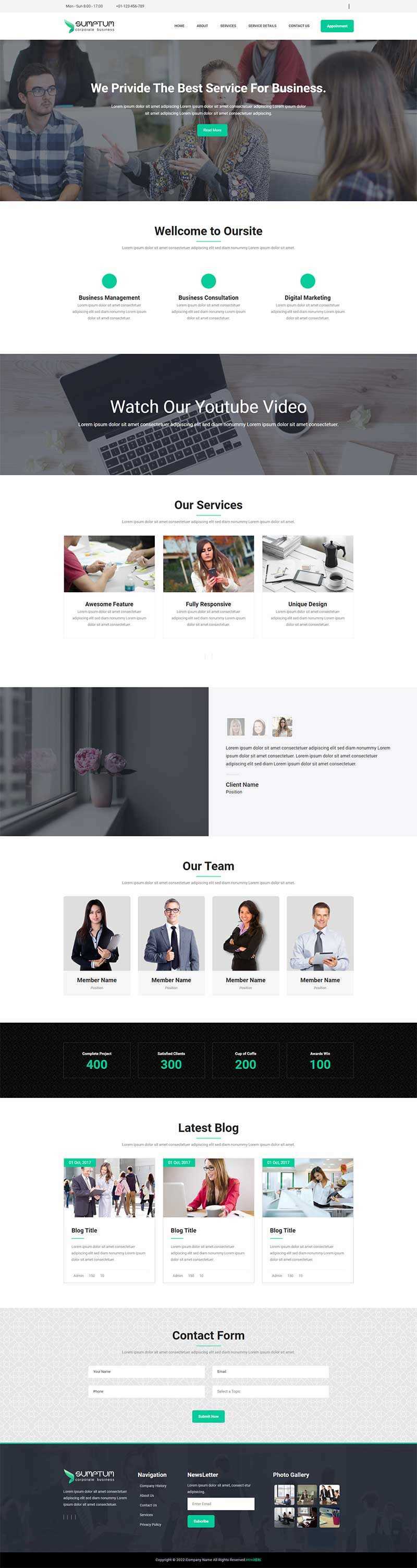 宽屏大气的企业官网网站模板 HTML模板 - 觅资源