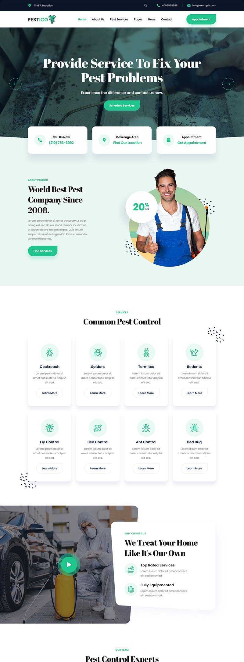 响应式害虫防治服务公司官网html模板 - 觅资源