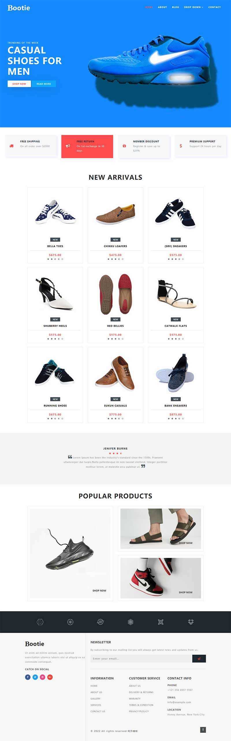 简洁大气的鞋子商城Bootstrap响应式网页模板 - 觅资源