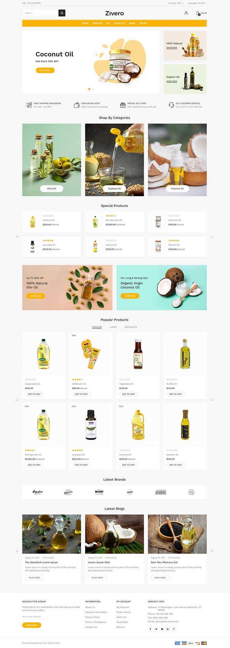 清爽风格食用油网上商城html模板 - 觅资源