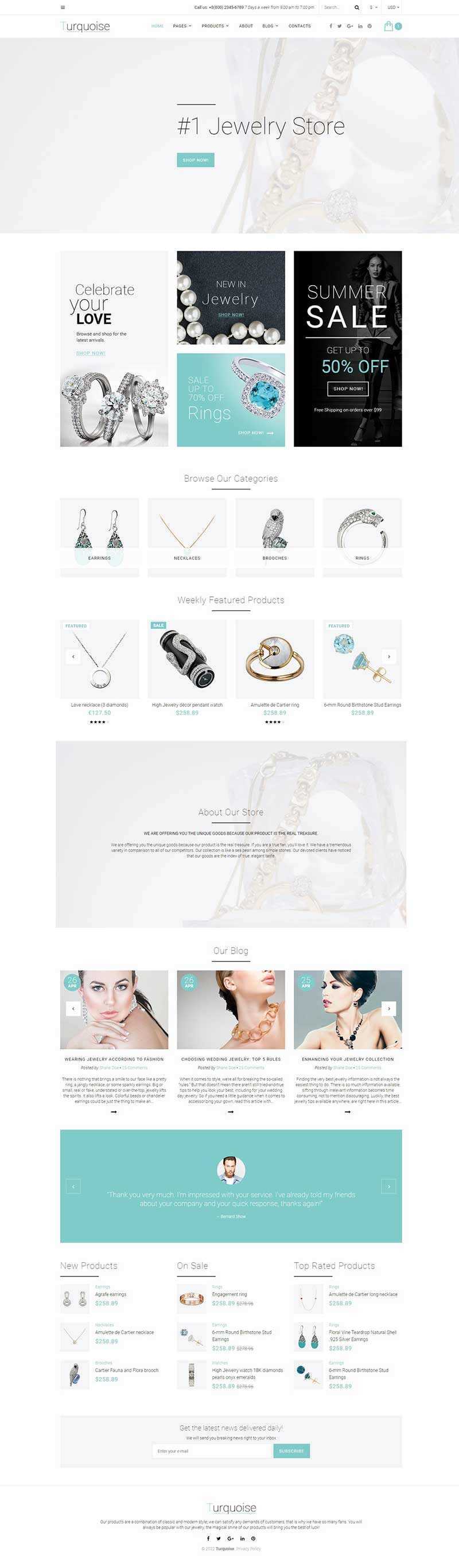 白色珠宝商城整站网页html模板 - 觅资源