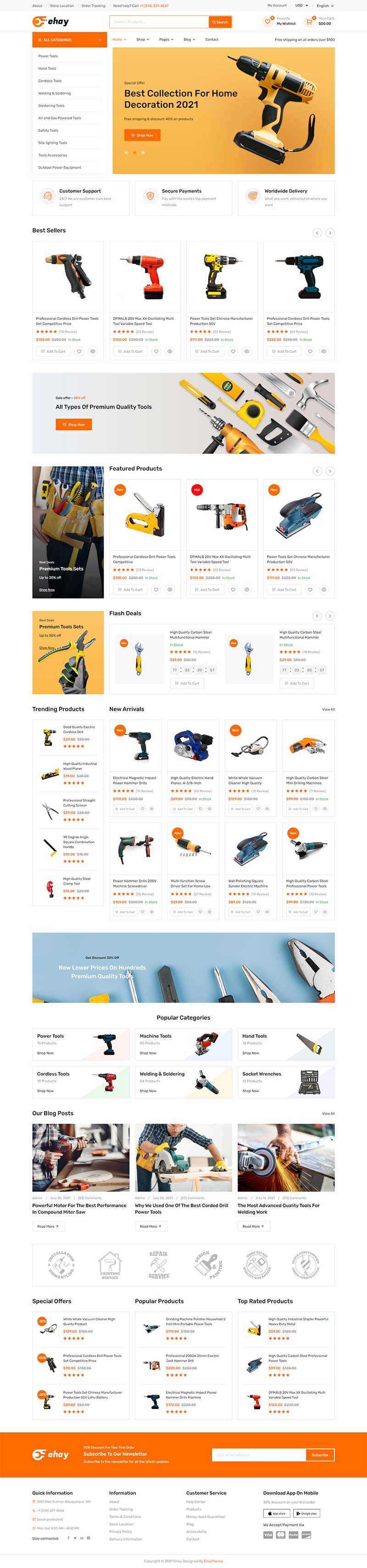 响应式橙色的家用电器商城html模板 - 觅资源