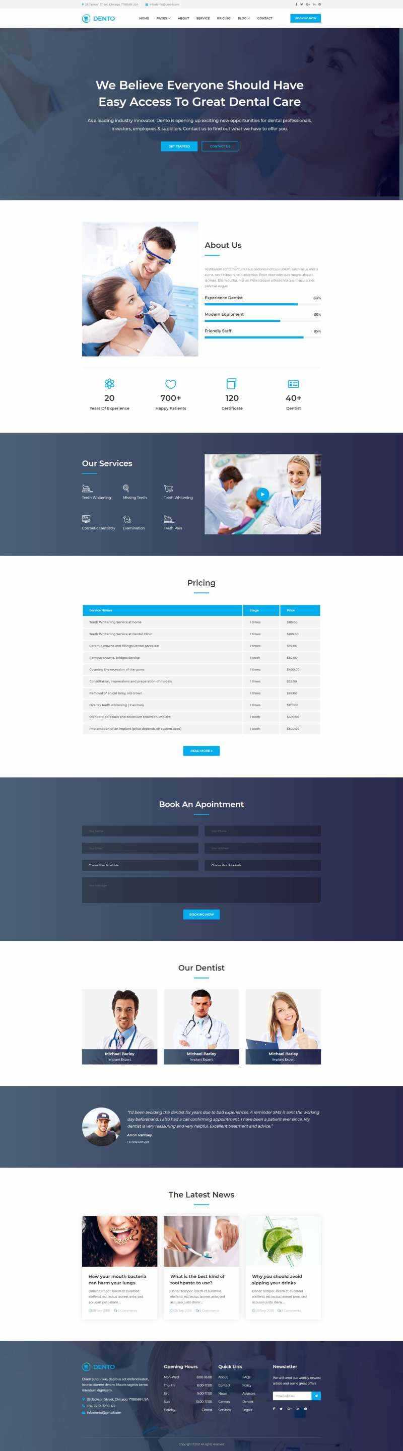 蓝色清爽的响应式牙科预约网站html模板 - 觅资源