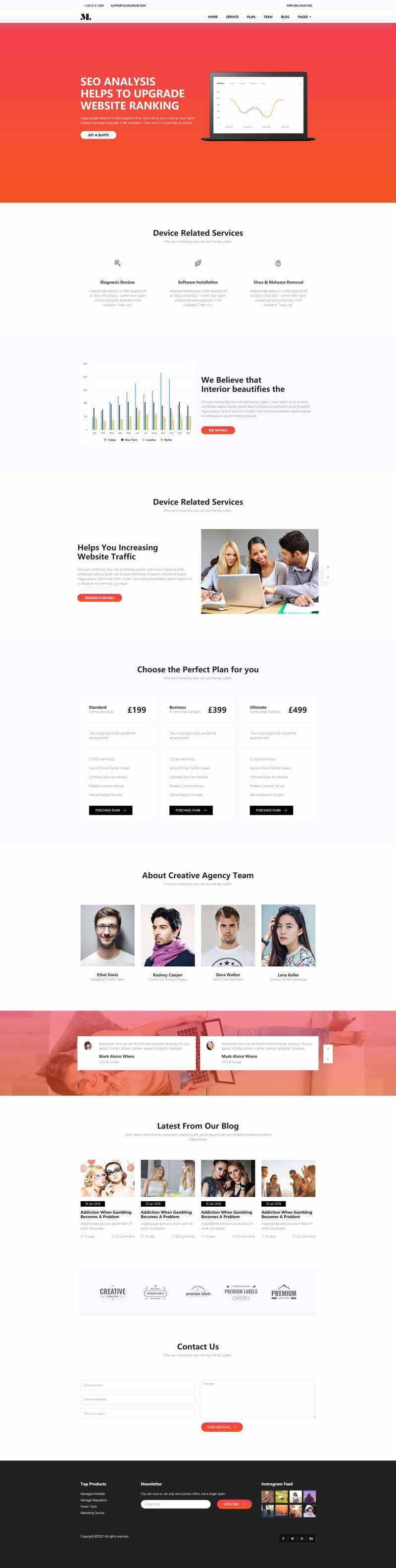 红色响应式SEO优化服务网站html模板 - 觅资源