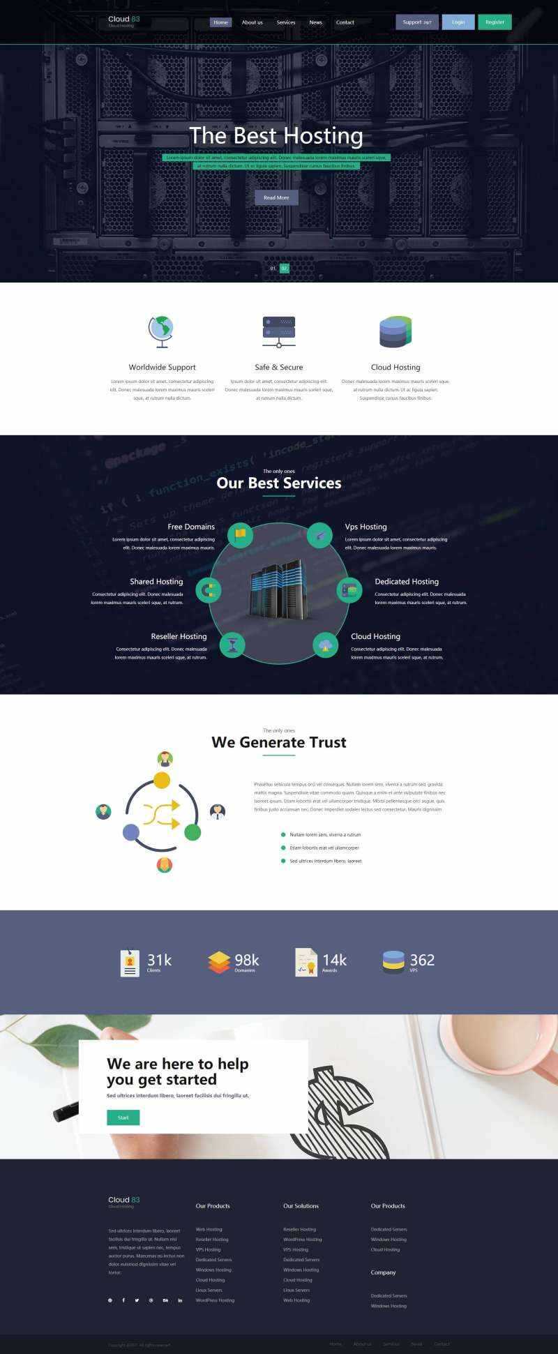 多用途主机托管云服务网站html模板 - 觅资源