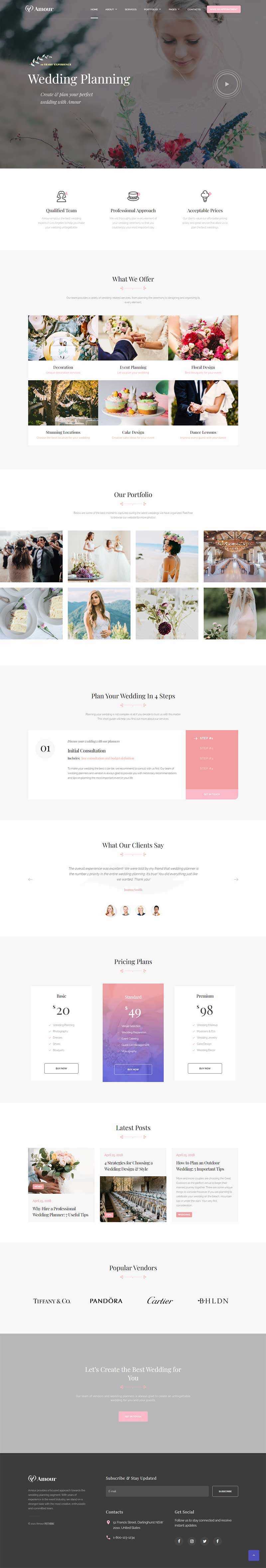 粉色简约的婚庆婚礼策划网站html模板 - 觅资源