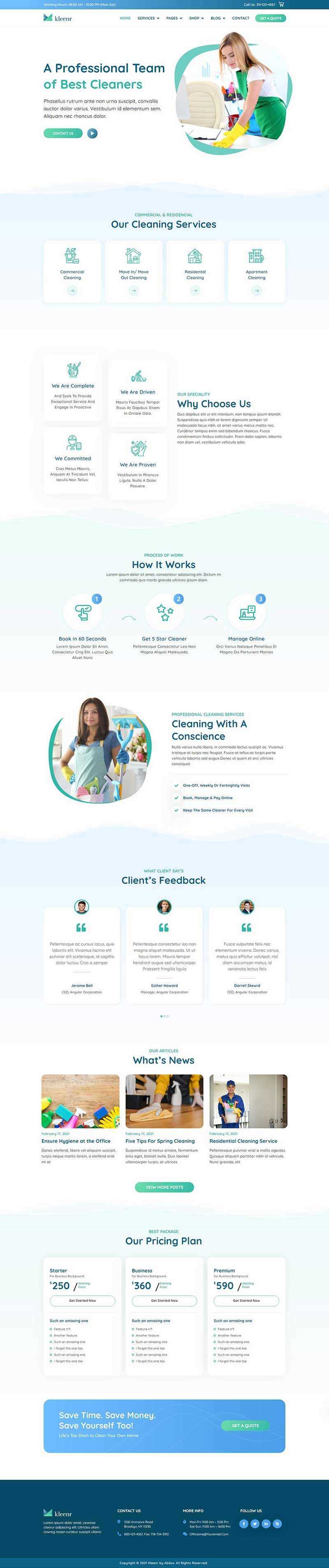 绿色清爽的家政清洁服务公司网站html模板 - 觅资源